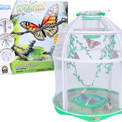 Uncle Milton Butterfly Farm Live Habitat - STEM Toy for Kids Age 6+ with Customizable Habitat and Learning Poster