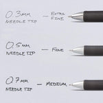 Pentel EnerGel RTX Retractable Liquid Gel Pen, (0.3mm), Extra Fine Line, Needle Tip, Black Ink, Pack of 3 (BLN73BP3A)