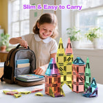 BAIJLE 46PCS Mini Magnetic Tiles, for Kids, Portable Magnetic Toys Travel Set with Iron Case for Kids Ages 4-8,Creativity Boosting Building Toys Set,Toddler Puzzle for Boys and Girls Ages 3+
