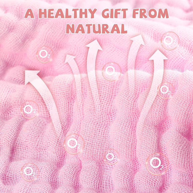 Baby Washcloths and Burp Cloths, Soft Absorbent Towels for Newborns, 6 Pack, 12x12 Inches (Pink)