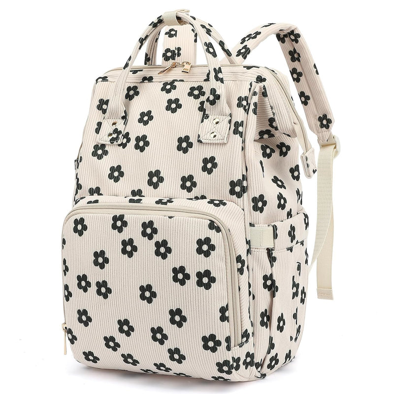 Baby Diaper Bag Backpack for Mom, Large Capacity Travel Nappy Bag for Boys & Girls with Stroller Straps (Corduroy Checkered Green)