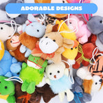 24-PC Mini Animal Plush Toy Assortment, Perfect for Kids Keychains and Party Favors