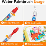 Timetome Water Painting Books for Kids Ages 3-6 | Water Coloring Books with Water Pens, No Mess Travel Toy for Kids to Develop Creativity, Fine Motor Skills and Early Learning