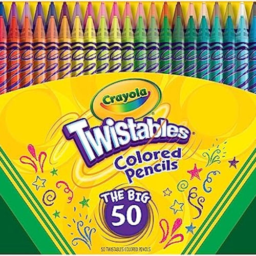 Crayola Twistables Colored Pencil Set (50ct), Cool Back to School Supplies for Kids, No Sharpen Colored Pencils for Girls & Boys, 4+ [Amazon Exclusive]