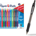 Paper Mate Profile Retractable Ballpoint Pens, Bold Point (1.4mm), Assorted Colors, 12 Count - Back to School, Office, Teacher Supplies