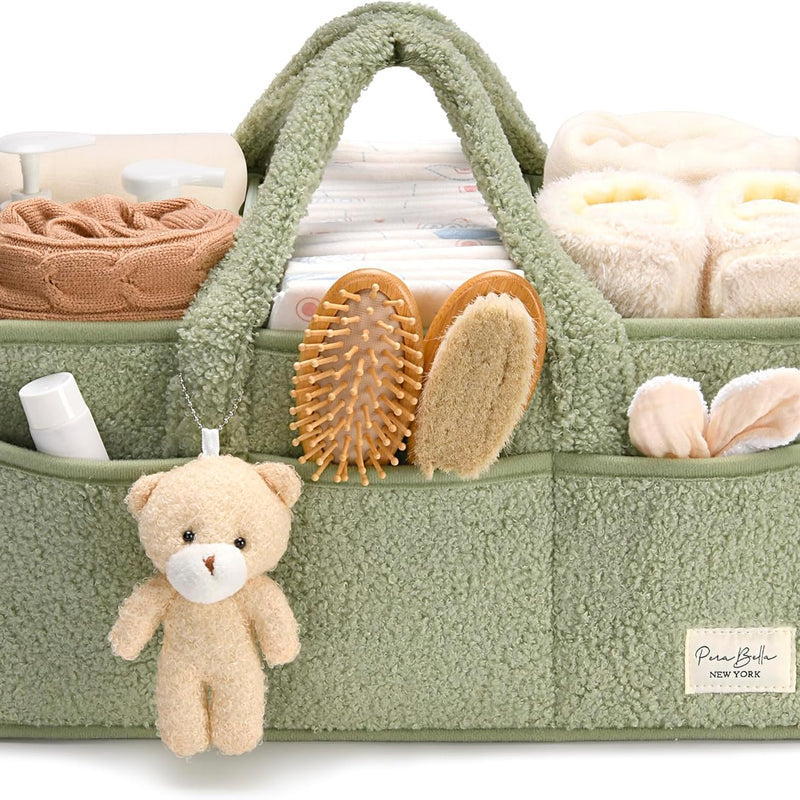 Baby Diaper Caddy Organizer with Handle, Boy & Girl Shower Gift Basket, Portable Diaper Storage Basket Bin for Wipes, Newborn Baby Essentials Registry Search Must Haves, Car Caddy Organizer