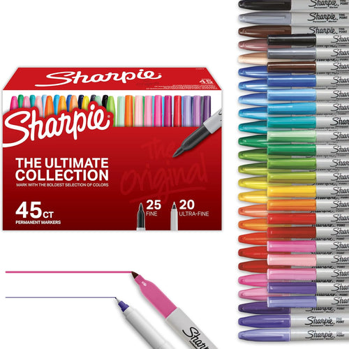Sharpie Permanent Markers Ultimate Collection, Ultra Fine And Fine Tip, Assorted Colors, 45 Count - Bulk Pack, Arts & Crafts, Classroom, Teacher Supplies, Back to School | Assorted Colors, 45 Count, Bulk Pack, Arts & Crafts, Back to School