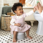 Ingenuity Ready Set Go Potty Training Toilet, Removable Bowl, Non-Skid Bottom, Wide Stable Base, Age 18 Months & Up, White & Grey