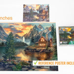 1000 Piece Jigsaw Puzzle for Adults - Mountain Cabin by a Lake - Challenging Puzzle Perfect for Game Nights - 1000 Piece for Adults. 20x27 inches