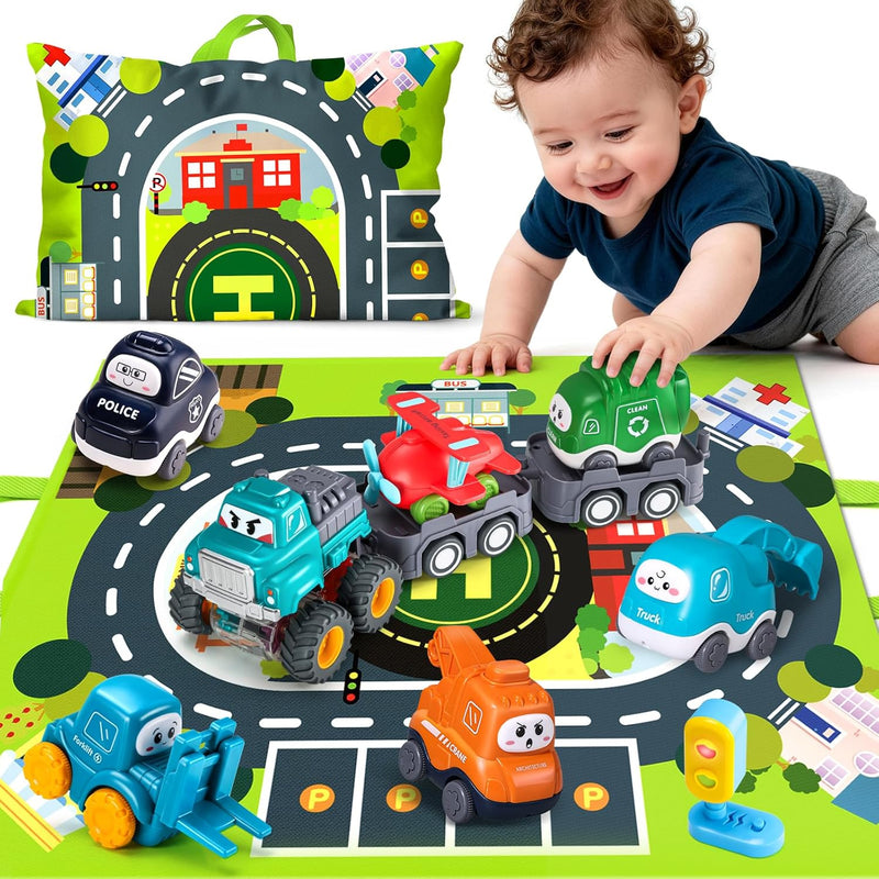 Big Cartoon Truck Car Toys for 1 Year Old Boys with Playmat/Storage Bag