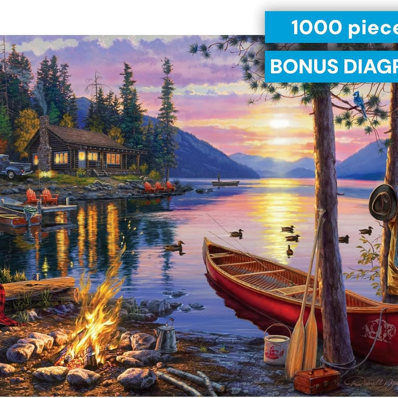 Buffalo Games 1000-piece Canoe Lake Jigsaw Puzzle with Darrell Bush Artwork - Made in USA