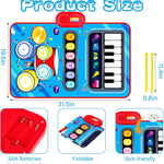 Baby 1-2 Years Music Mat: 2 in 1 Piano Drum Play Mat for Infant Music Toy 1-3 Year Old Boys Girls