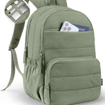 Uselike Travel Backpack for Women, 15.6 Inch Laptop Backpack, Quilted College Bookbag, Cute Work Backpacks, Water Resistant (Sage Green)