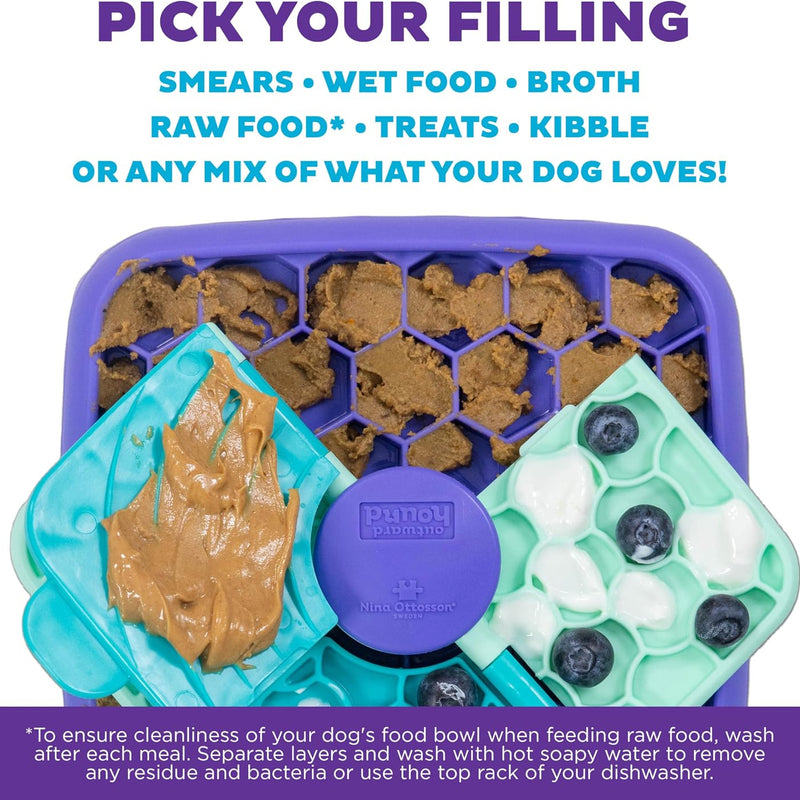 Outward Hound by Nina Ottosson Lick N’ Flip Level 1 Dog Puzzle Toy, Lick Mat & Slow Feeder – Non-Slip Base Beginner Enrichment for Small & Medium Dogs, Holds 1 Cup Wet or Dry Food, 7.4" x 7.4"