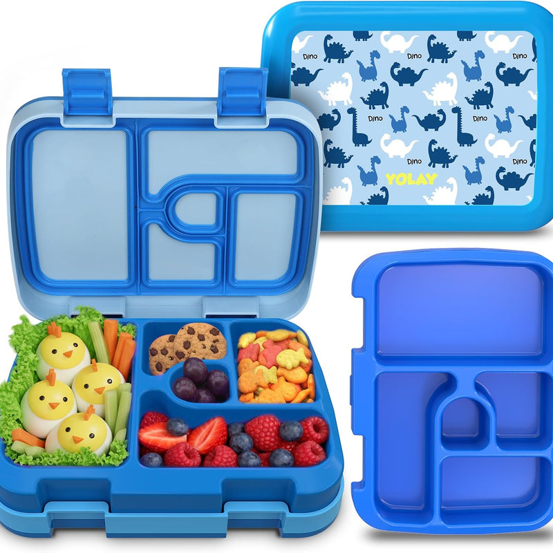 YOLAY Bento Box for Kids Lunch Box Leak-Proof, 5-Compartment Lunch Box Kids for Ages 3-10, Durable with Anti-Slip Base, Suitable for Schools, Outdoor and Travel (Mermaid)