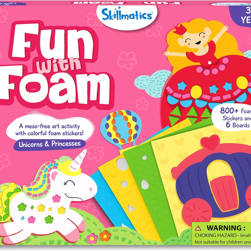 Skillmatics Fun with Foam Sticker Art – Animals, Craft Kit, Gift for Kids | 3D Foam Stickers, Travel Toy, Mess-Free Fun for Boys & Girls, DIY Felt Craft Kits for Ages 3, 4, 5, 6, 7
