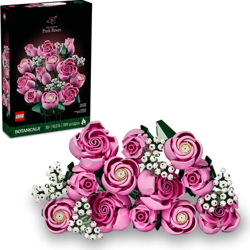 lego botanicals pink roses artificial flowers building set for adults, gifts for birthdays, room decor