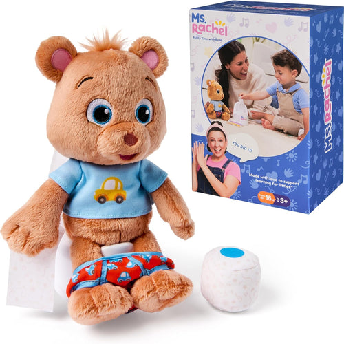 Ms. Rachel Potty Time with Bean, 11” Plush Teddy Bear with Play Toilet & Accessories, Toddler Toys for Girls & Boys for Ages 18 Months to 3+