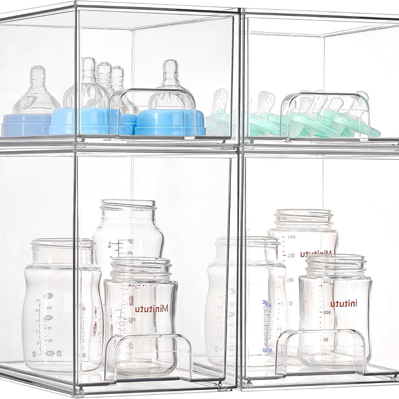 Vtopmart Stackable Storage Drawers Set of 5, Clear Plastic Organizer Bins for Baby Bottle, Beauty Supplies Storage, Ideal for Kichen Countertop, Vanity, Bathroom, Cabinet, Pantry Organization