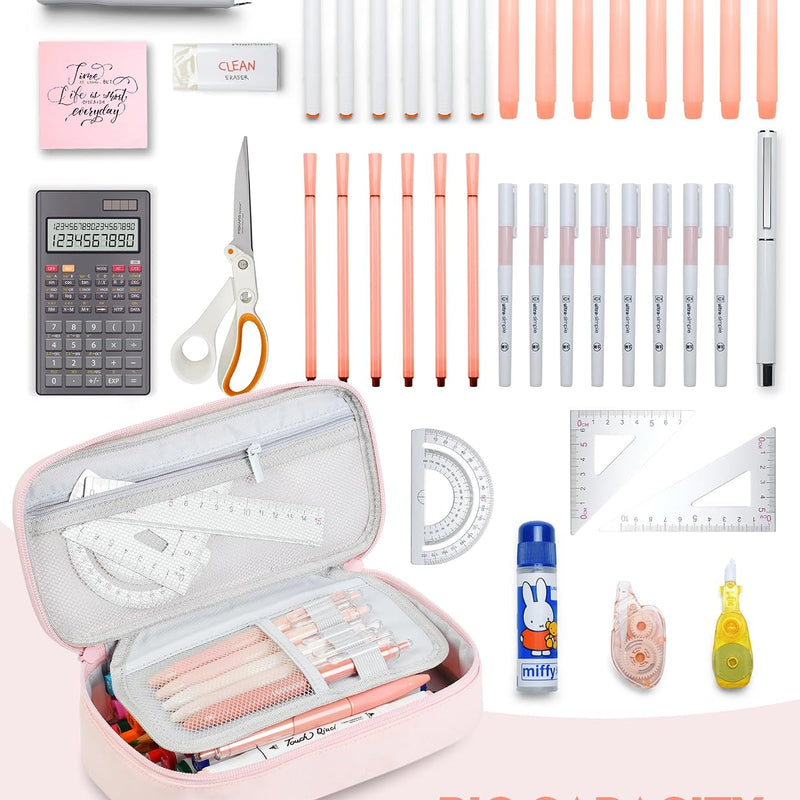 YOKUMA Pencil Case,Large Capacity Pencil Pouch,Aesthetic Zipper Pencil Box, Back to School Supplies for College Student Teen Adults,Travel Essentials,Electronic Cable Organize