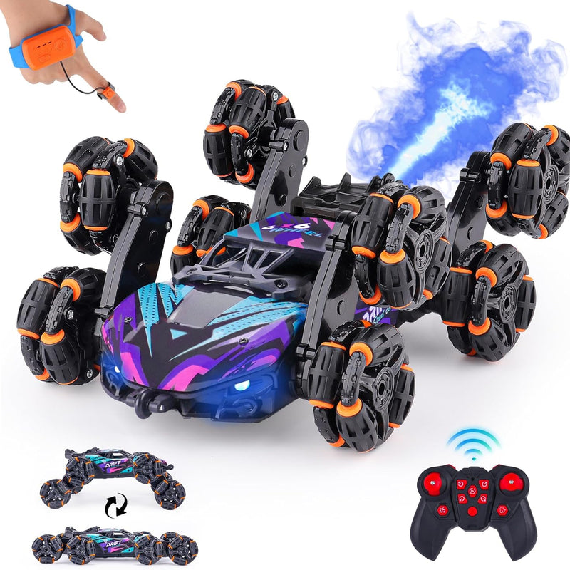 NEXBOX Cool 8 Wheels Gesture Sensing Remote Control Stunt Car for Kids, 6-14 year old, Birthday Gifts, RC Cars with 8WD Stunt Capabilities
