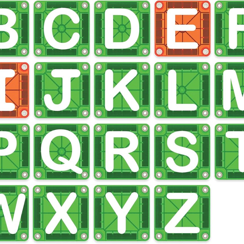 MAGNA-TILES microMAGS Learn Letters 56-Piece Magnetic Construction Set, The Original Magnetic Building Brand