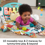 Fisher-Price Baby Musical Toy Set Glow and Grow Kick & Play Piano Gym Blue Playmat with 2 Rattle Maracas for Newborns Ages 0+ Months