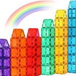 Gemmicc Magnetic Tiles, Deluxe 136 PCS Building Blocks Magnet Toys for Kids,3D Magnet Puzzles Stacking Blocks for Boys Girls,Huge Set with 2 Cars