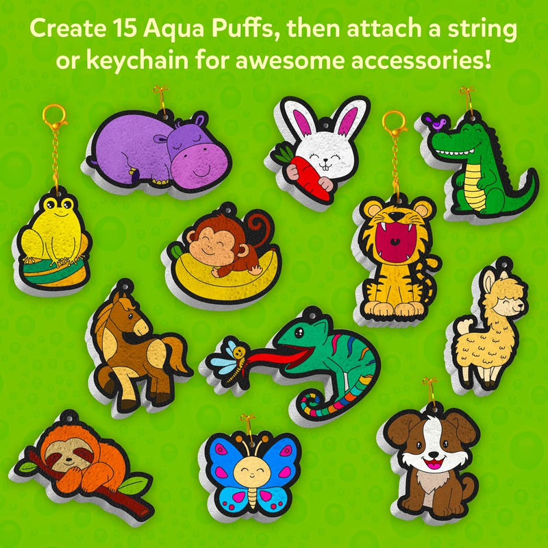 Skillmatics Aqua Puffs Animals, Art & Craft, Paint by Number, Gift for Kids | DIY Puffy Keychains, Screen-Free, Mess-Free Activity, Travel & Creative Kit for Girls & Boys Ages 4, 5, 6, 7, 8, 9, 10