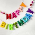 Pre-Strung Happy Birthday Banner - Felt Ball Garland, Reusable Rainbow Party Decorations for Kids Room Decor