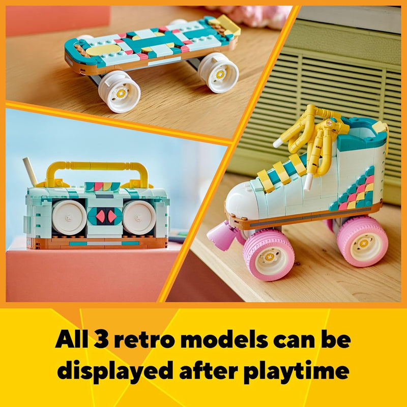 LEGO Creator 3-in-1 Retro Roller Skate Building Kit for Kids Ages 8 and Up with 4 Moving Wheels
