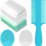 Cradle Cap Brush for Babies, Set of 5 Baby Bath Essentials with Bath Sponge Silicone Scrubber Long Handle Comb for Newborns Toddlers Boys Girls (Green)
