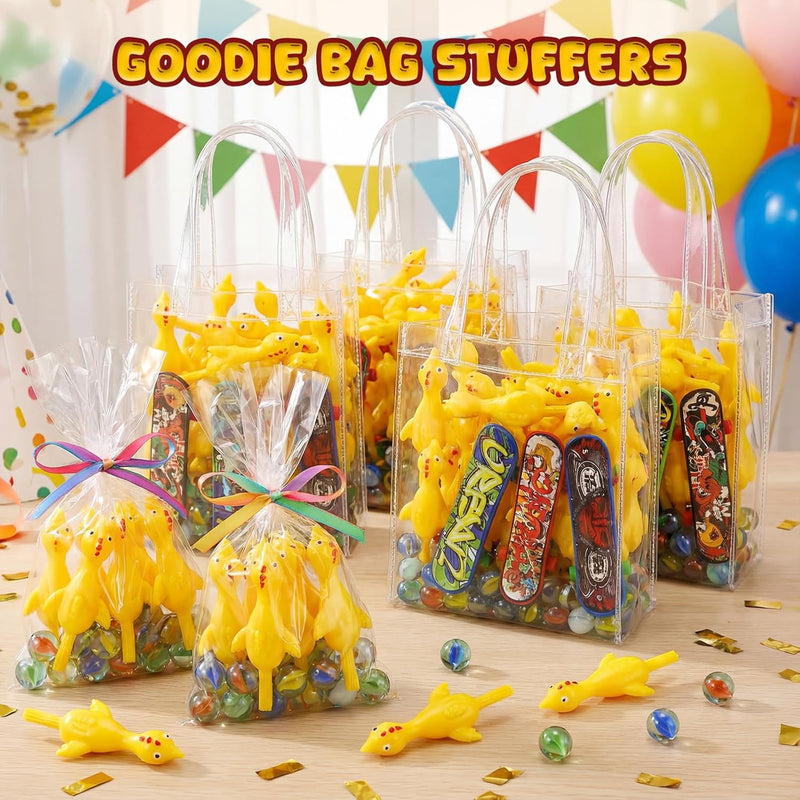 POPLAY 42PCS Stretchy Rubber Chicken Slingshot Party Favors for Kids' Birthdays, Classroom Rewards, and Group Games