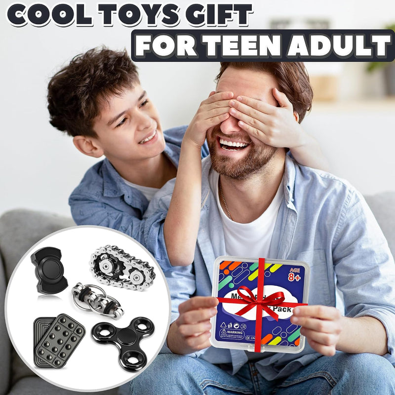 5 Pcs Fidget Toys Adults & Teen Metal Fidgets Spinner for Teens Boys Magnetic Slider Cool Gadgets Office Desk Toy Stress Relief Sensory Items Figette for Classroom Autism ADHD Anxiety Gifts