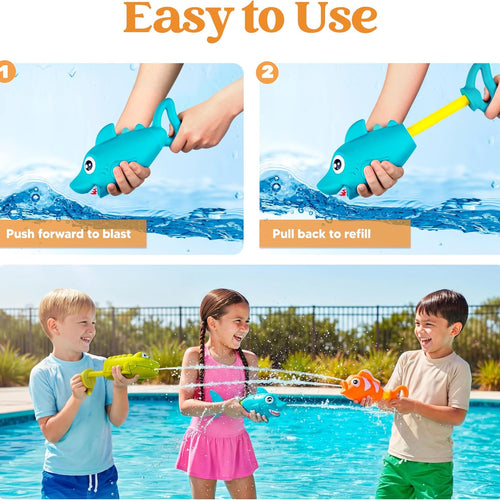 JOYIN 3 Pack Animal Water Guns for Kids, Assorted Colors, 7.5in Long, Easy to Fill and Shoot, Durable Plastic, Water Soakers for Kids Swimming Pool Beach Outdoor Activity Fighting Play Toys
