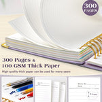 Spiral Notebook Journal with Removable Dividers Tabs, 300 Pages Hardcover Leather 5 Subject College Ruled Notebook, 8"x10" Large B5 Lined Journal for Women Men, Spiral Notebooks for Work School,Purple