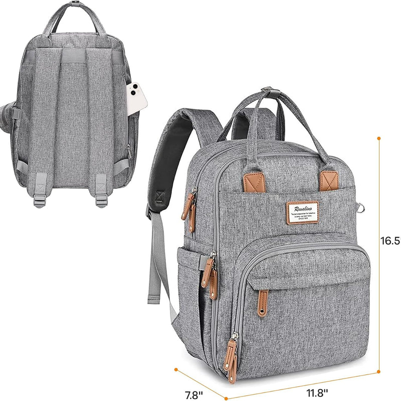 RUVALINO Baby Diaper Bag Backpack with Changing Pad, Baby Shower Gifts | Baby Essentials, Waterproof Travel Baby Bags for Mom Dad Girl Boy, Insulated Bottle Holders, Pacifier Case, Large Capacity