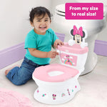Bright Starts Disney Junior Minnie Mouse My Size Potty Training Toilet, Toddler Potty Chair with Flushing & Cheering Sounds, Removable Seat with Splash Guard & Handles, Ages 18+ Months, Up to 50 lbs