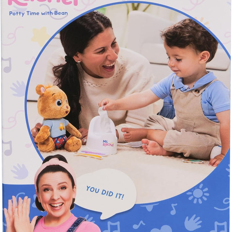 Ms. Rachel Potty Time with Bean, 11” Plush Teddy Bear with Play Toilet & Accessories, Toddler Toys for Girls & Boys for Ages 18 Months to 3+