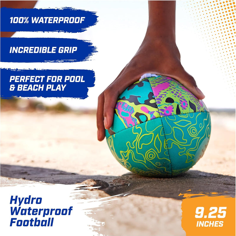 Swimways Hydro Waterproof Football, Outdoor Games for Adults and Kids, Swimming Pool Accessories and Pool Party Games,9.25 Inches, Green
