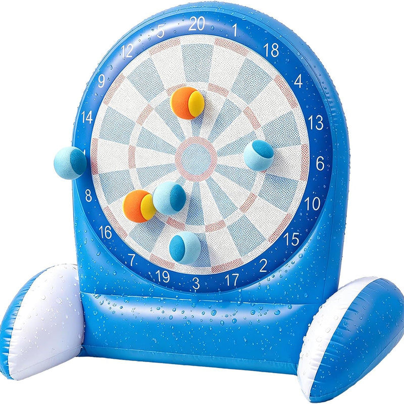 Inflatable Dart Board Water Game for Kids - Pool Toys with Sticky Balls, Safe PVC Material, Add Water for Stability, Includes 10 Balls & Air Pump, Ages 3-12 Family Outdoor Fun