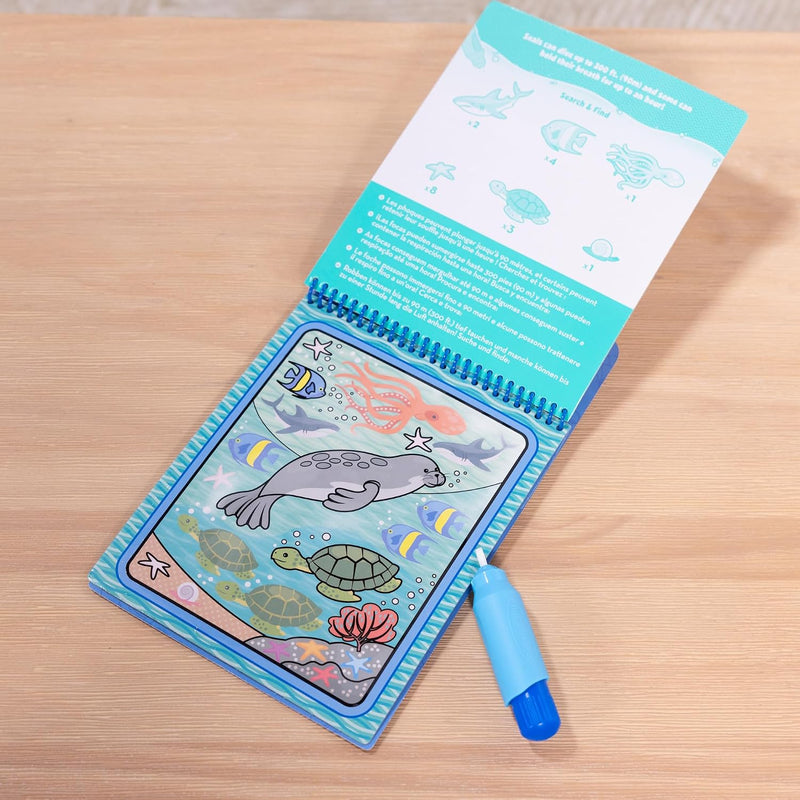 Melissa & Doug On The Go Water Wow! Mess Free Coloring Book, Reusable Water-Reveal Activity Pad, Under The Sea, Travel Toys, Party Favors, for Toddlers & Kids Ages 3+ - FSC Certified