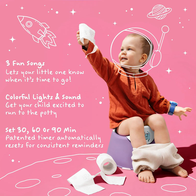 The Original Potty Watch Lights & Music Reminds Your Kiddo It's Time to Go | We Make Potty Training Fun! Water-Resistant, Plays Music & Lights Every 30, 60, or 90 Minutes. Pause for naps or night., Pink