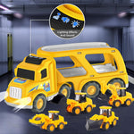 Veslier 5 in 1 Construction Truck Toy with 6 Mini Cars for Kids 3 4 5 6 Years Old