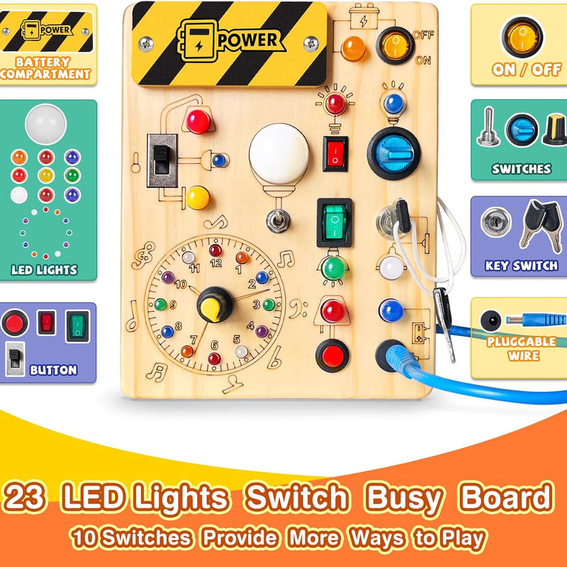 Grarain Busy Board: Montessori Educational Toy for 1-3 Year Olds, Sensory Learning Activity for Autism