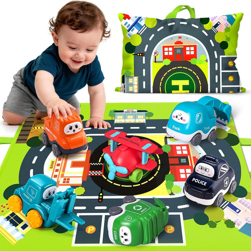 Big Cartoon Truck Car Toys for 1 Year Old Boys with Playmat/Storage Bag