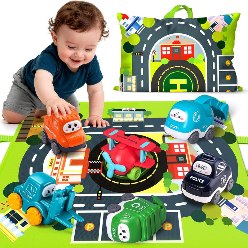 Big Cartoon Truck Car Toys for 1 Year Old Boys with Playmat/Storage Bag