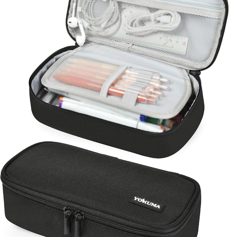 YOKUMA Pencil Case,Large Capacity Pencil Pouch,Aesthetic Zipper Pencil Box, Back to School Supplies for College Student Teen Adults,Travel Essentials,Electronic Cable Organize