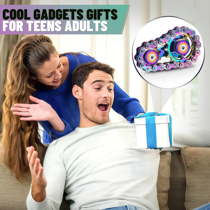 Metal Fidget Spinner Toys for Teens Boys Adults Bike Chain Roller Gadgets ADHD Figette Anxiety Stress Relief Items Quiet Figet Desk Offices EDC Men Easter Basket Stuffer