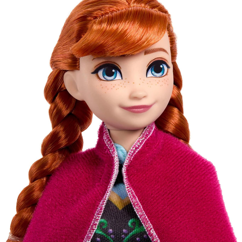 Mattel Disney Frozen Anna Fashion Doll in Sparkling Removable Dress, Cape & Boots and Braided Hair, Posable & Collectible, Inspired by Movie